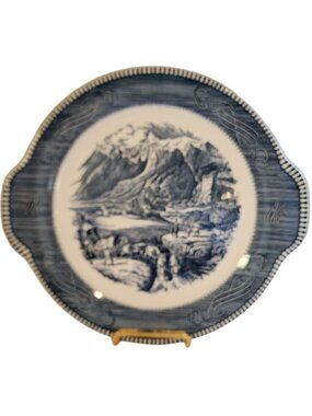 Currier & Ives Royal China Cake Plate Platter Rocky Mountains